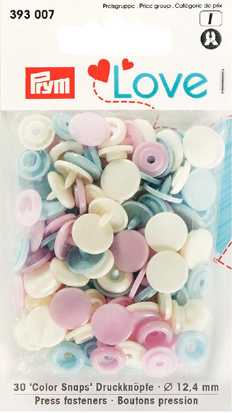 Prym Love Colour Snaps 12mm rose/light blue/pearl
